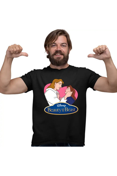 OEM Ανδρικό T-Shirt με Στάμπα Η Πεντάμορφη και το Τέρας