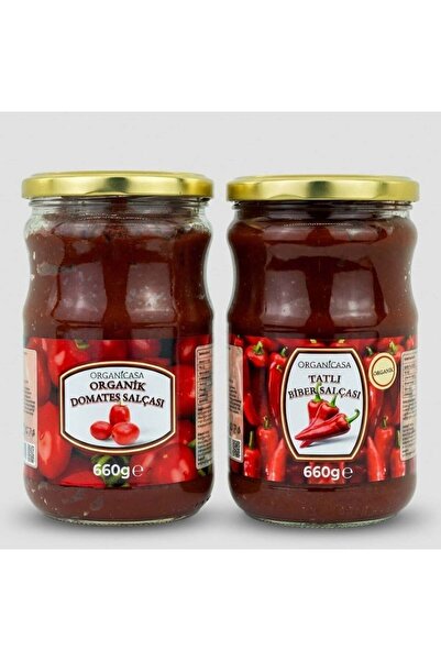 organicasa 2Li Set Organik Domates ve Tatlı Biber Salçası 660 Gr x2