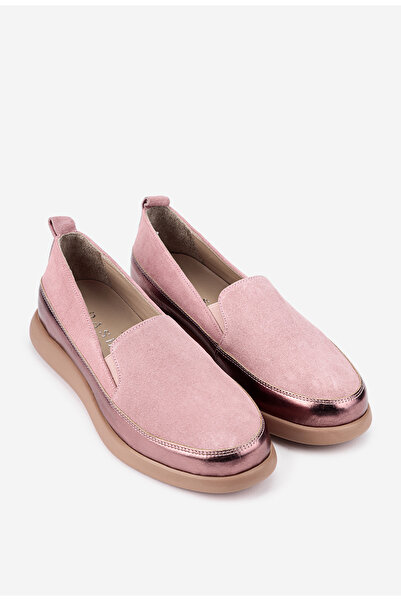 Dasha Mocasini dama roz pudra din piele intoarsa