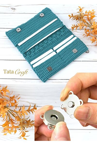 TATA CRAFT Dikmeli Mıknatıslı Çanta Çıt çıtı Metal 2 Adet Örgü Çanta Makrome ...