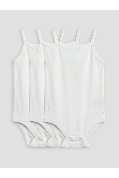 LC Waikiki Meral Collection Ecru Square Collar Baby Girl Snap Fastener Bodysu...