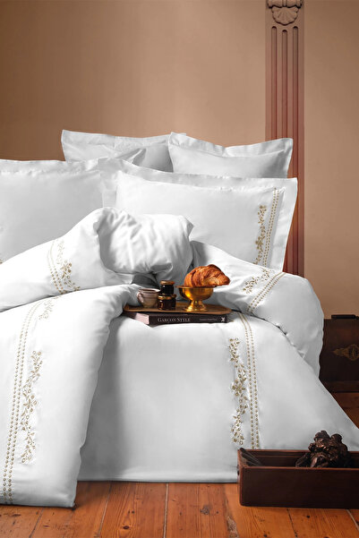 İssimo Home Fibula Nakışlı 300 TC (120 Tel) Pamuk Saten Nevresim Takımı Çift ...