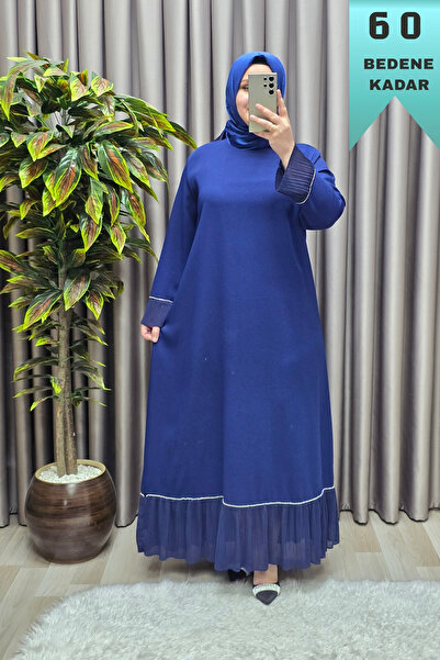 Elmas Tesettür Kadın Giyim Büyük Beden Kolu ve Etek Ucu Piliseli Taşlı Abiye ...