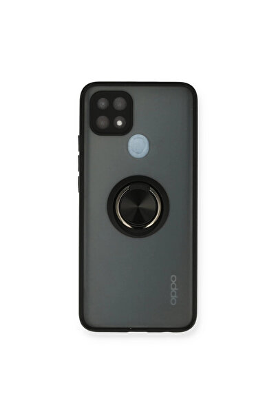 eco port غطاء حماية سيليكون لهاتف اوبو A15 مع حلقة مونتريال - أسود