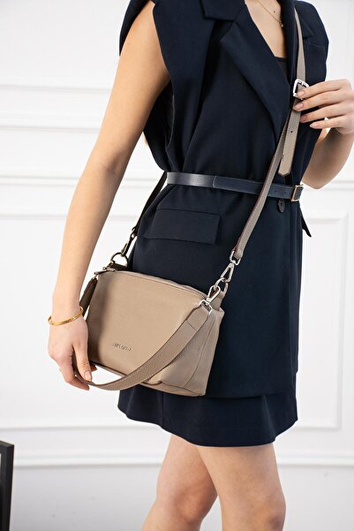 PIEL LINO Women's Genuine Leather Shoulder and Crossbody Bag Pl037-D Mink