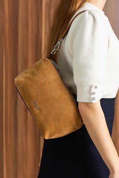 PIEL LINO KADIN HAKİKİ SÜET DERİ OMUZ VE ÇAPRAZ ÇANTA PL037-S TABA