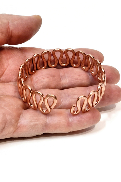 Pozitif Doğal Taş Pure Copper Bracelet, Curved Bracelet 509-1