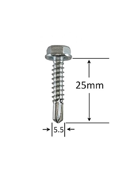 Gray Square Surub Autoforant Cap Hexagonal 5.5x25mm Zincat - 250buc/cutie