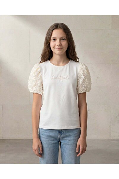 REDTAG Senior Girls White Puff Sleeve Top