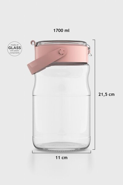 Renga Mono 1700 ml Pink Glass Jar with Lid 131072