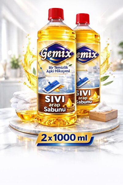 GEMİX Sıvı Arap Sabunu 1000ml x2 Adet Çok Amaçlı Yüzey Temizleyici