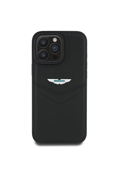 Aston Martin Δερμάτινο θήκη HC Victory για iPhone 16 Pro, μαύρη