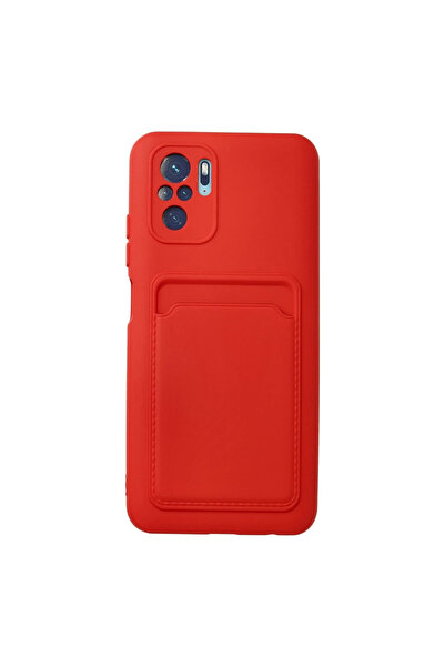 eco port حافظة Redmi Note 10s من السيليكون مع بطاقة عمل كلفن - أحمر