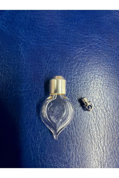 zerzembe Mini Cam Şişe Kolye Ucu Metal Kapaklı Boş Mini Dilek Şişesi Kolye Uc...