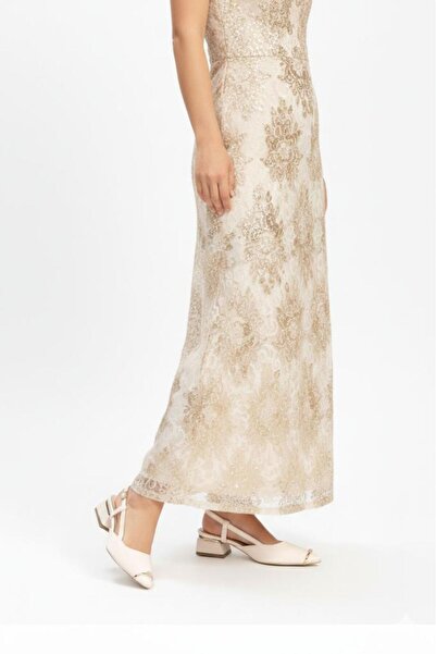 Papuçcity Sprs 03403 Open Back Low Heel Stiletto Evening Dress