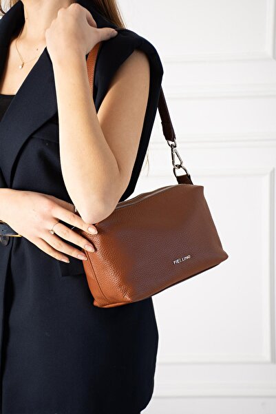 PIEL LINO Women's Genuine Leather Shoulder and Crossbody Bag Pl037-D Taba