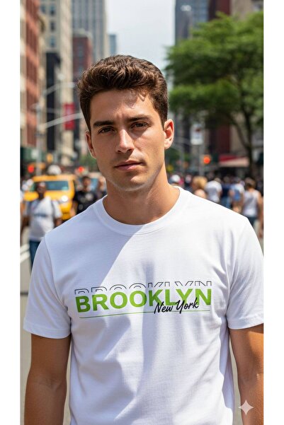 Duzor Tricou cu imprimeu alb supradimensionat pentru bărbați, 100% bumbac, Br...