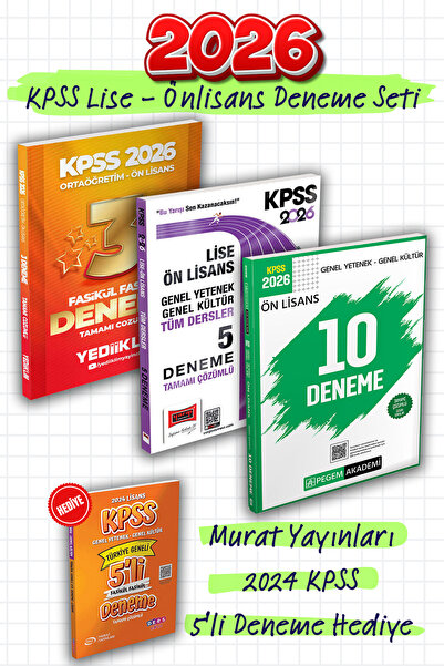 Pegem Akademi Yayıncılık 2026 KPSS Lise Önlisans Kral Deneme Seti - Pegem Yar...