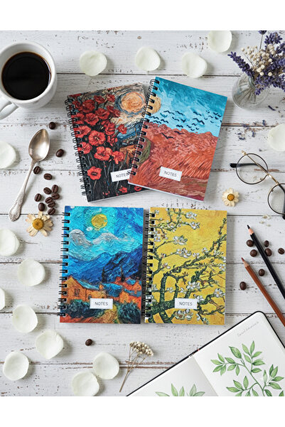 Defterci Spiral Cardboard Cover Set of 4 Lined School Notebooks 80 Sheets, No...