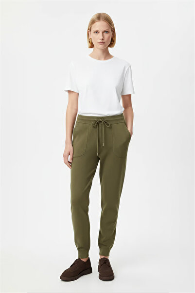 Perspective Knitwear Comfortable Fit Ankle Length Khaki Trousers