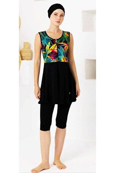 ROZAMAY Yarım fermuarlı kolsuz taytlı mayo