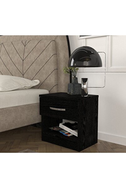 UnicUtil Noptiera cu un Sertar pentru depozitare, Negru 40 x 30 x 40 cm
