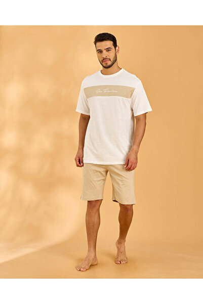 REDTAG Men Assorted Placement Print T-Shirt & Shorts Pyjama Set