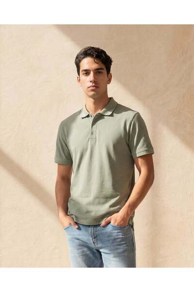 REDTAG Men Green Basic Polo Shirt