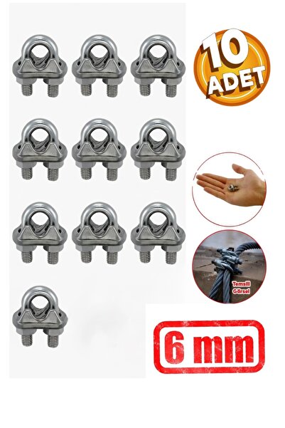 BEMA TOOLS Çelik Halat Sıkma Sabitleme Klemensi 6 mm A Tipi Klemens (10 Adet)