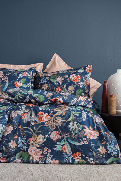 İssimo Home Rubie 210 TC (83 Tel) Dijital Pamuk Saten Çift Kişilik Nevresim T...