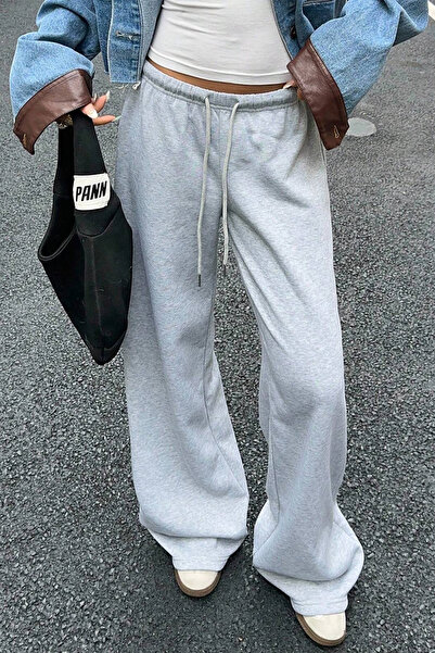 Sun Victoria Gray Modal Premium Fabric High Waist Baggy Wide Leg Sweatpants