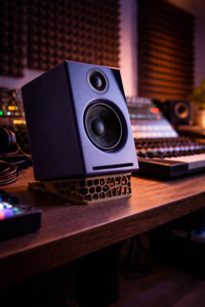 AGELON 3.5 İnç Referans Monitörü Hoparlör Ayaklığı Standı 2 Adet Kahverengi D...