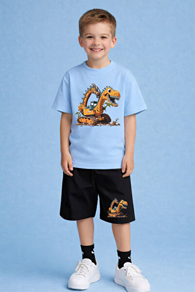 CACTUS COLLECTION Комплект от къси панталони и тениска с принт на кофа за стр...