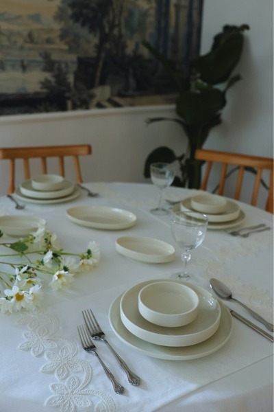 justwood Yakacihome Leaf Laced 4-Piece American Service Gardenia Linen Washab...