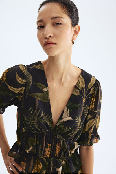 H&M Viskoz Karışımlı ve Büzgülü Üst