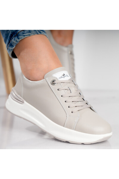 ANGEL BLUE Women's Gray Sports Shoes Made of Genuine Leather Edaro, 35