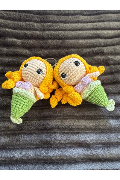 amigurumibaby سلسلة مفاتيح محبوكة على شكل حورية البحر أميجورومي