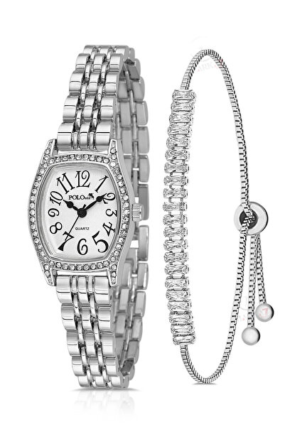 Polo Air Vintage Numerals Women's Wristwatch Zircon Stone Baguette Bracelet C...