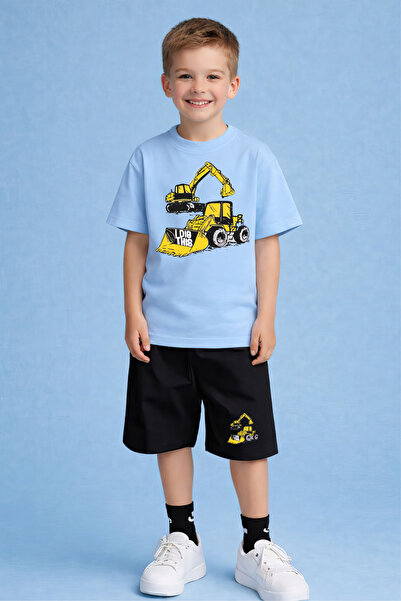 CACTUS COLLECTION Комплект от къси панталони и тениска с принт на строителна ...