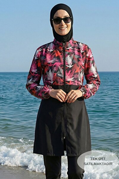 armonika Μπλουζάκι μπουρκίνι με μοτίβο στο επάνω μέρος, με φερμουάρ μπροστά, ...