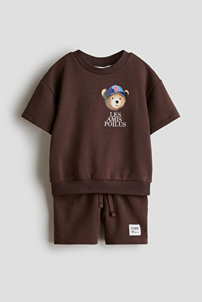 H&M 2 Parçalı Motif Detaylı Sweatshirt Set