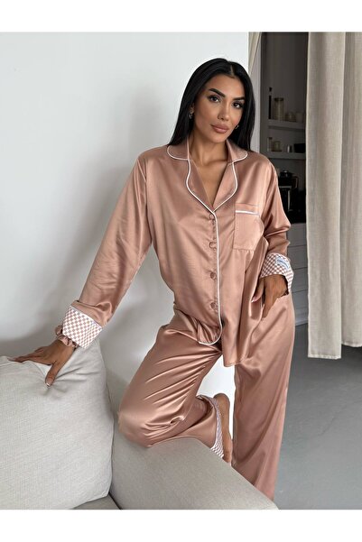 delis Women's two-piece pajama set, with buttons – 2500258, Beige