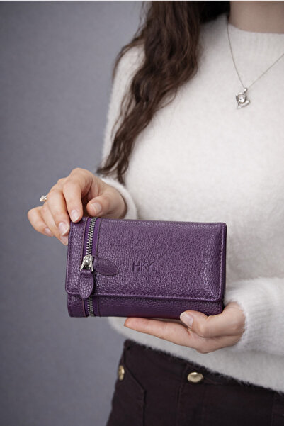 HKY Orta Boy İsme Özel Tasarım Fermuar Detaylı Orta Boy Kadın Cüzdan