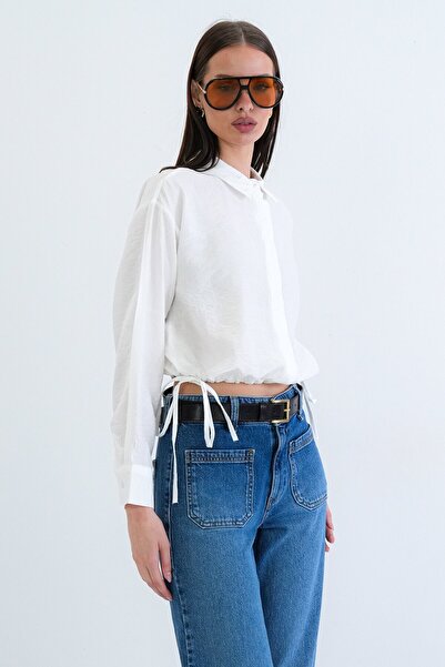 VAGGON Lace Detailed Shirt Collar Blouse