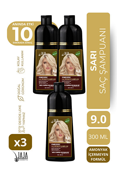 Jaja Sarı Yellow Saç Şampuanı 9.0 | 300 ML x 3 Adet & Vitamin İçerikli