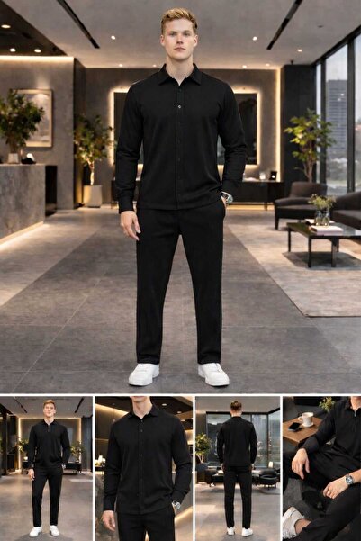 BRLKN Men's Long Sleeve Shirt Tracksuit Ottoman Set