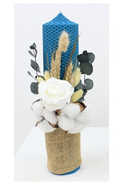 PRICHINDEL Baptism Candle, Honeycomb Type, Wax, Turquoise, 30cm