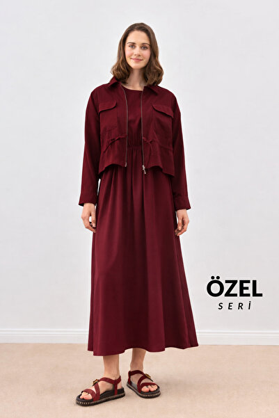 Mogi Butik Basic Pocket Detailed 2-Piece Hijab Dress Set 3177 – Special Series