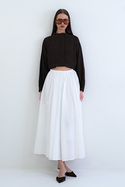 VAGGON Elastic Pocketed Midi Skirt