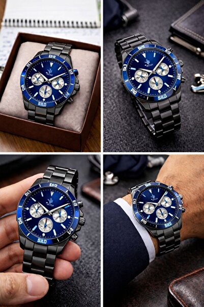 SPOLO Erkek Kol Saati – Metal Kordon, Mavi Kadran, Şık ve Sportif Tasarım